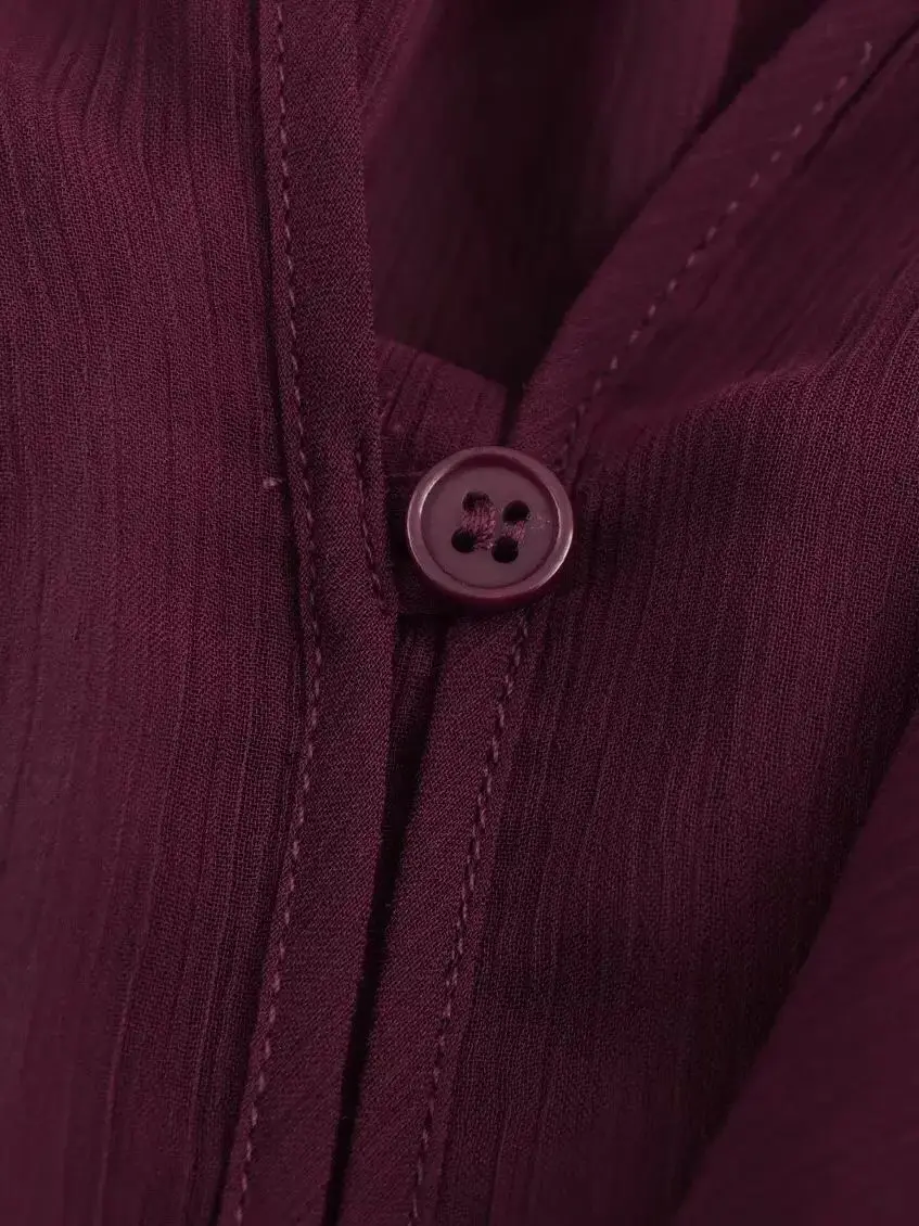 Senhora do escritório vintage com decote em v translúcido em camadas babados blusas 2025 verão chique feminino elegante solto manga longa camisas em camadas