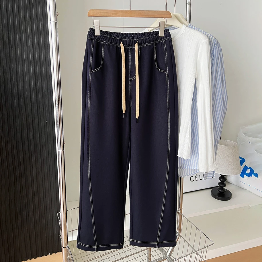 

Recommended! Old Money Sle k Blue Wide Leg Jeans High Waist Knife Bootcut Pants Slimming Hip Covering Ladies Jeans