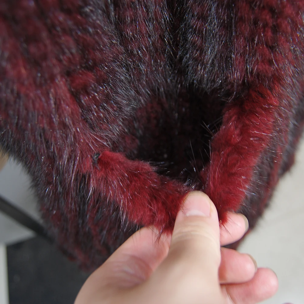 Women 100%Natural Fur Shawl Winter Lady Hand Knitted Genuine Mink Fur Stole Scarf Fashion Mink Fur Poncho 100%Real Fur Shawls