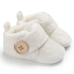 Sapatos de sola macia antiderrapante para recém-nascido, Sapatos infantis para menino e menina, Fluff de pelúcia para criança, Mantenha aquecido, Prewalker antiderrapante, 0-18M, Inverno