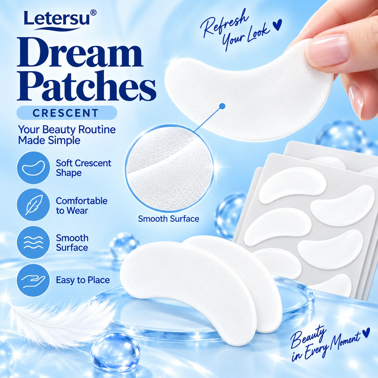 40PCS Under Eye Patches Crescent Face Patches for Eye Cheek Smile Line Soft Comfortable Facial Skin Care Beauty Patch Set