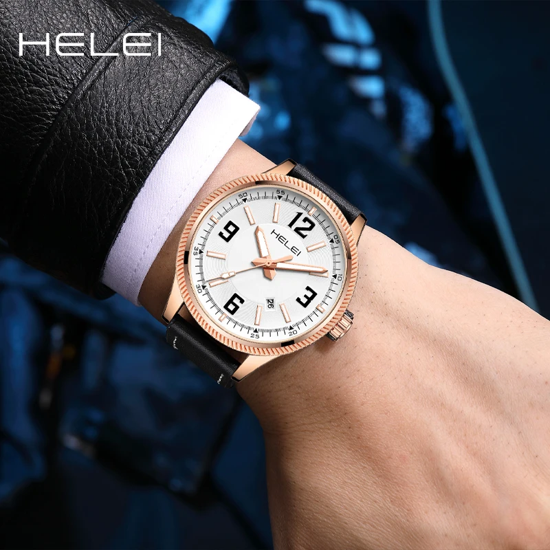 대형 디지털 다이얼 남성용 쿼츠 시계, 방수 손목시계, 오리지널 브랜드, HELEI2024 인기 모델