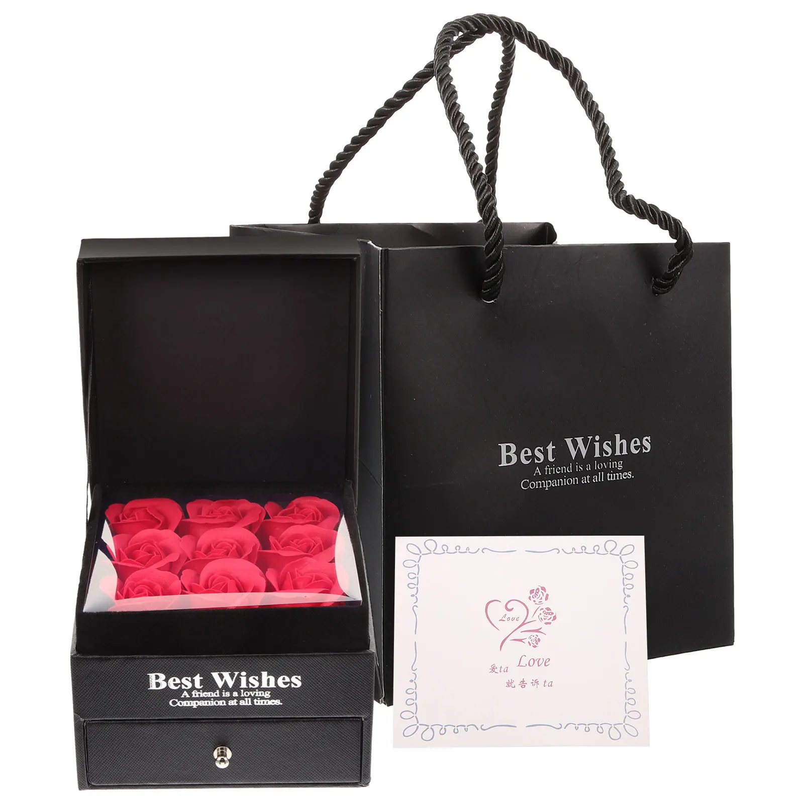 1Set Rose Drawer Jewelry Box Stylish Gift Packaging Container for Valentine's Day Birthday Wedding Eternal Flower Gift Box