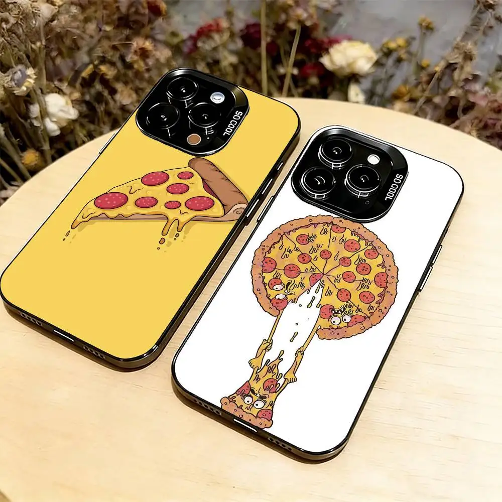 

pizza Phone Case For iPhone 17,16,15,14,13,12,11 Plus,Pro Max,XS,Colored Silver Plated Inside Cover