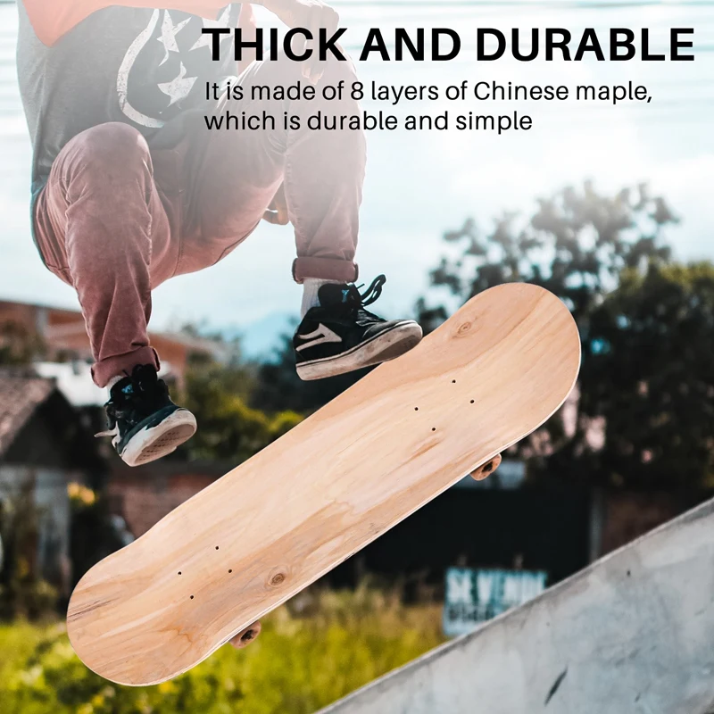 Top!-8Inch 8-Layer Maple Blank Double Concave Skateboards Natural Skate Deck Board Skateboards Deck Wood Maple