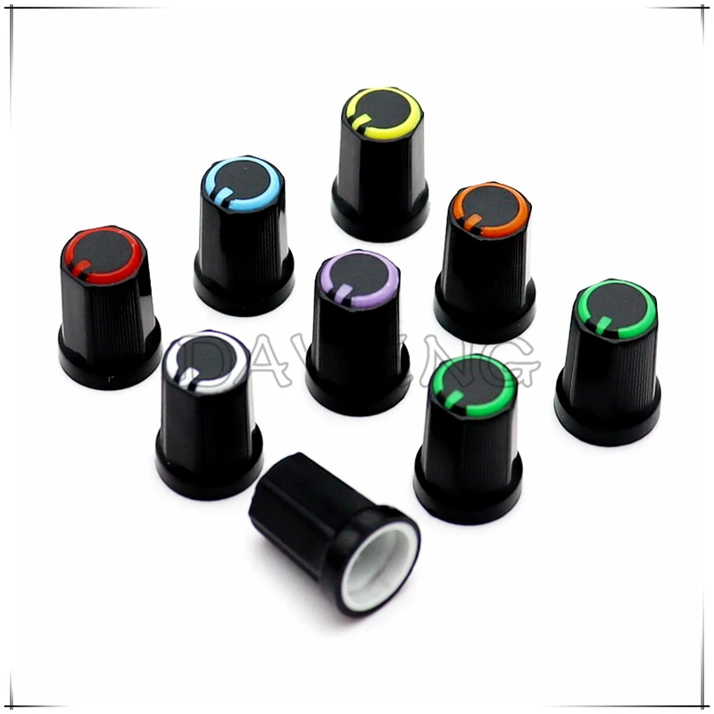 10PCS 12*16.5MM Plastic Double Color Knob Potentiometer Encoder Knob mixer Knob Cap 270° D-Shaped/Flower Shaped Inner Hole 6mm