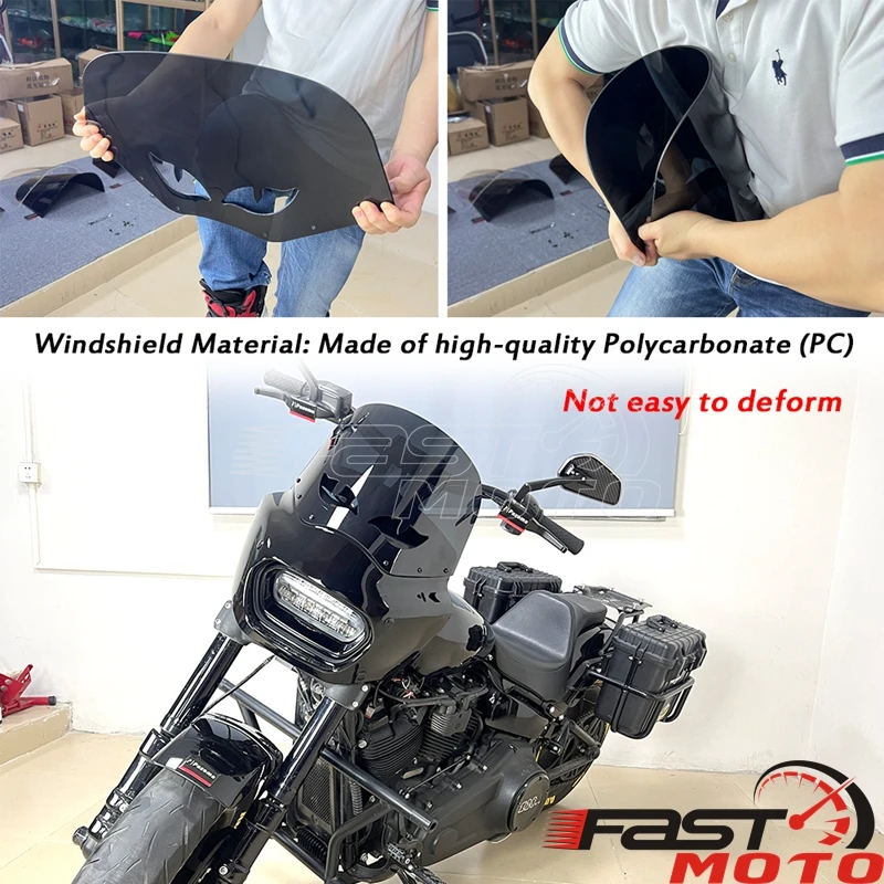 كشافات أمامية للدراجة النارية غطاء أمامي من البلاستيك غطاء هدية للزجاج الأمامي للكمبيوتر مقاس 11 بوصة 15 بوصة لهارلي M8 سوفتيل فات بوب FXFB FXFBS 18+