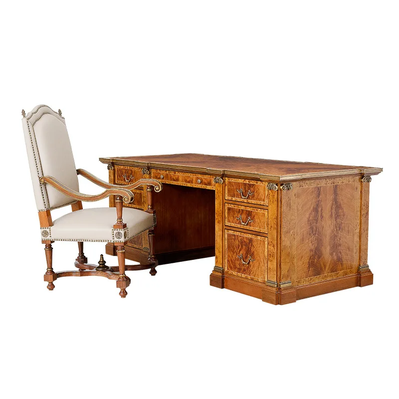 

French neoclassical carved bedroom dresser European style home desk and chair combination