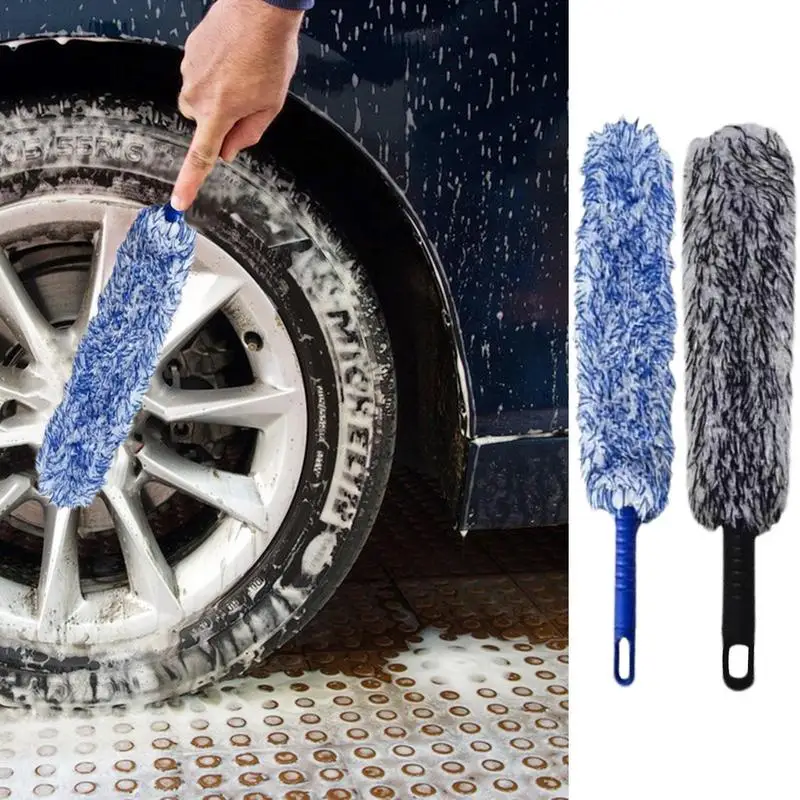 

Non-Slip Handle Auto Wheel Detailing Brush Car Wheels Rim Tire Washing Cleaning Brush Bendable Wheel Wooliess For Car Tire Rim