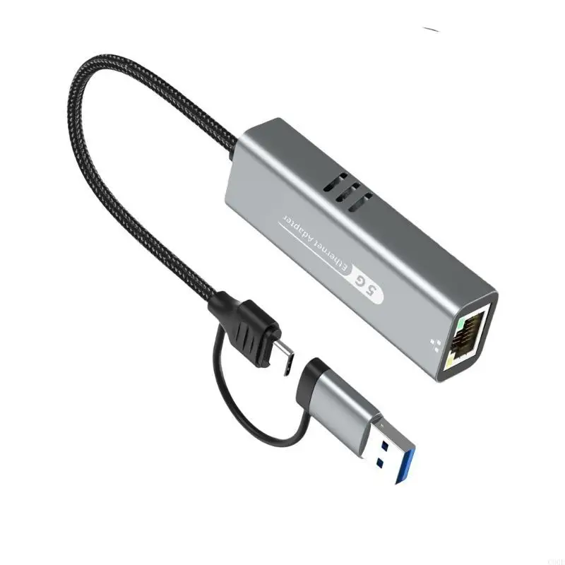 C90F 5GBPS USB Type C ถึง RJ45 Ethernet Adapter สำหรับการเชื่อมต่อในสำนักงานและสภาพแวดล้อมที่บ้าน