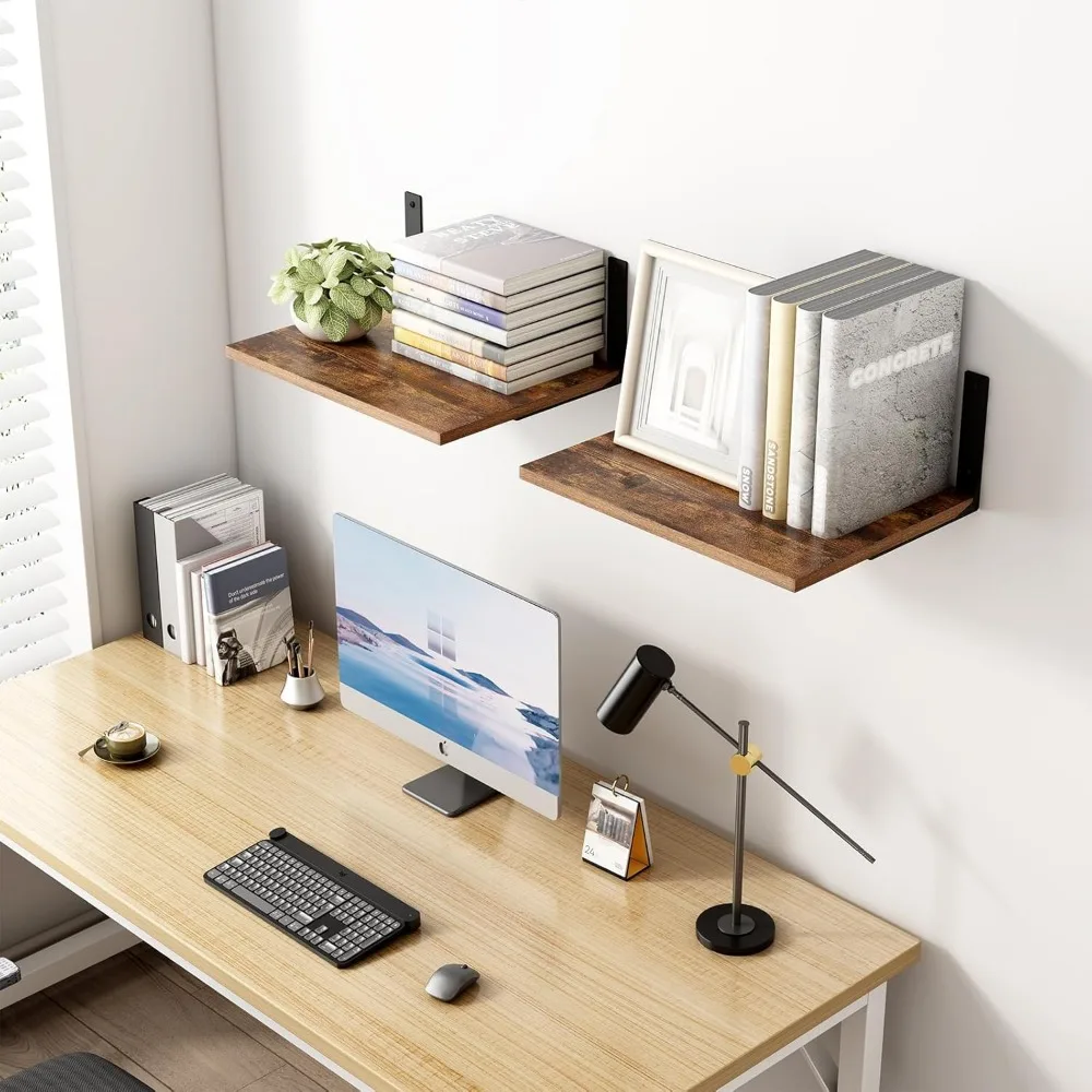 Deep Wall Shelves, Floating Shelves for Wall Display, 12” Deep Wall Mounted Shelves for Living Room, Bedroom, Kitchen, Office De