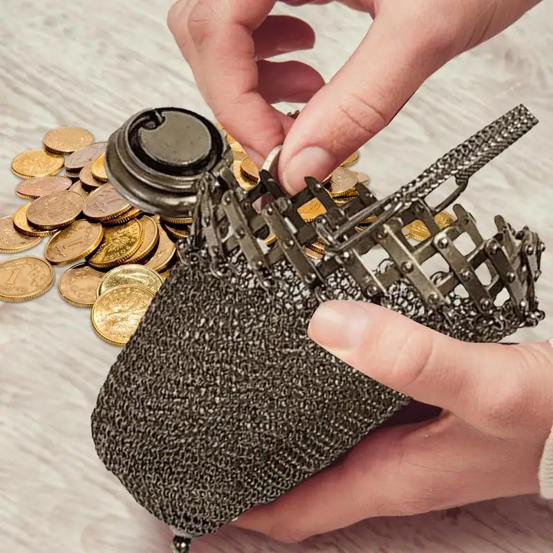 Retro Coin Bag Antique Medieval Collectible Coin Bag Handmade Double Mesh Bag Small Vintage Mesh Coin Holder Exquisite