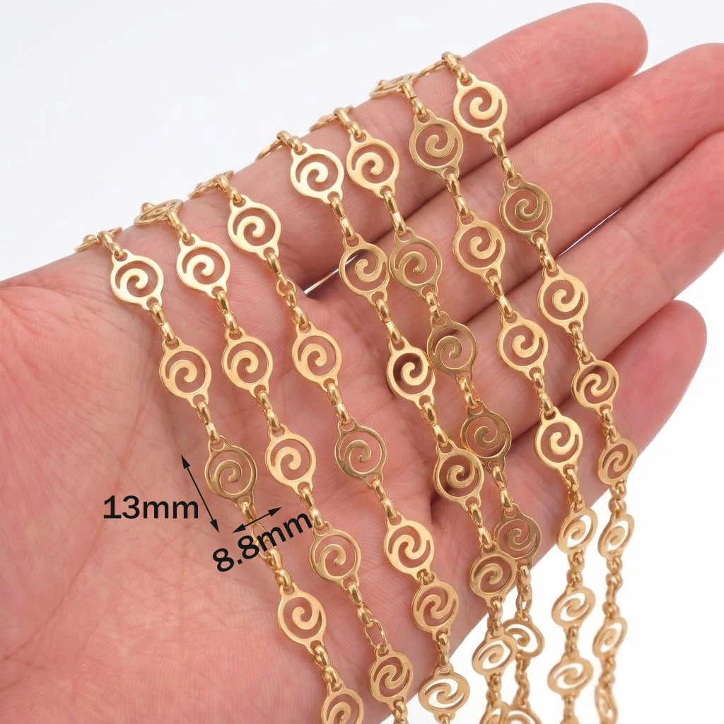 1 Meter Edelstahl Runde Vortex-Spiralwellen-Gliederketten für Schmuckherstellung, klobige Bastelketten, Halsketten- und Armbandzubehör – Detail 1