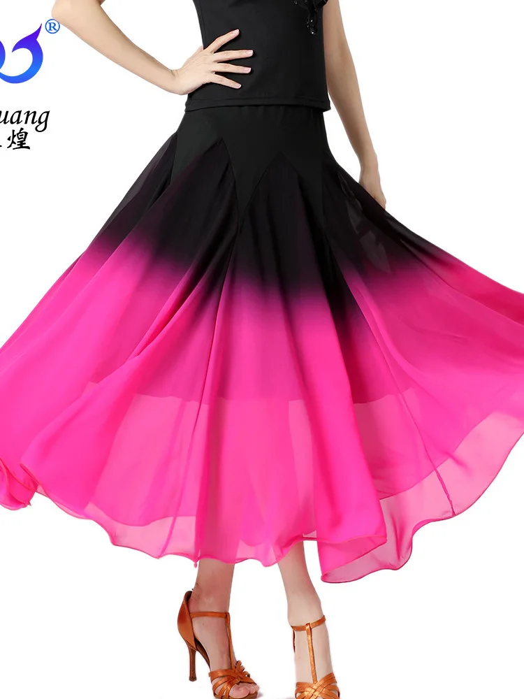 Womens Ballroom Dance Skirt Costume Latin Party Dress Fashion Dancing Practice Elegant Long Swing Skirt Performance Festival