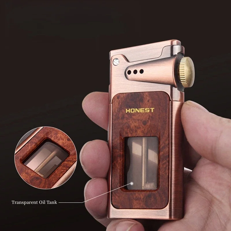 HONEST Kerosene Lighter Creative Longjiao Portable Cigarette Lighter Large Capacity Fuel Tank Retro High Power Cigar Smoking Set