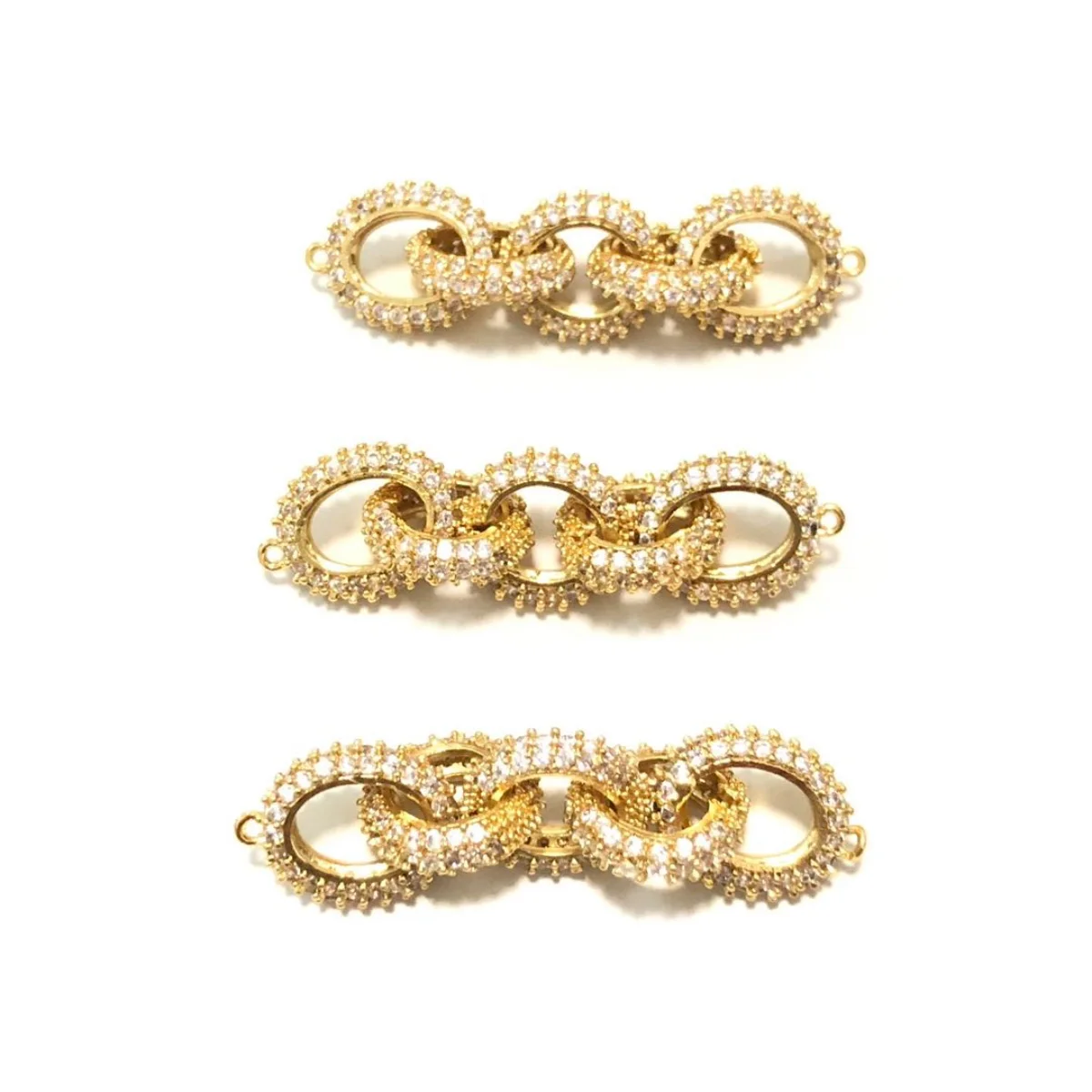5pcs Zirconia Paved 5 Circles Connectors for Women Bracelets Necklaces Making Bling Gold-Plated Waist Jewelry Findings Wholesale