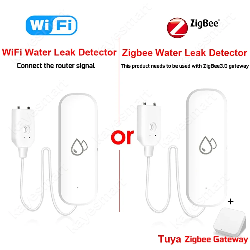 Tuya WiFi Zigbee Water Leakage Sensor Alarm Water Leak Detector Flood Alert Overflow Security Alarm System Smart Life App