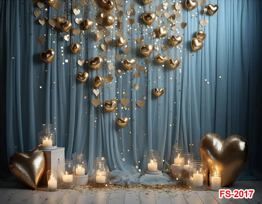 Cerimonia di nozze tenda blu amore fiori Glitter dorati fondali per candele maternità fotografica sfondi per ritratti per adulti