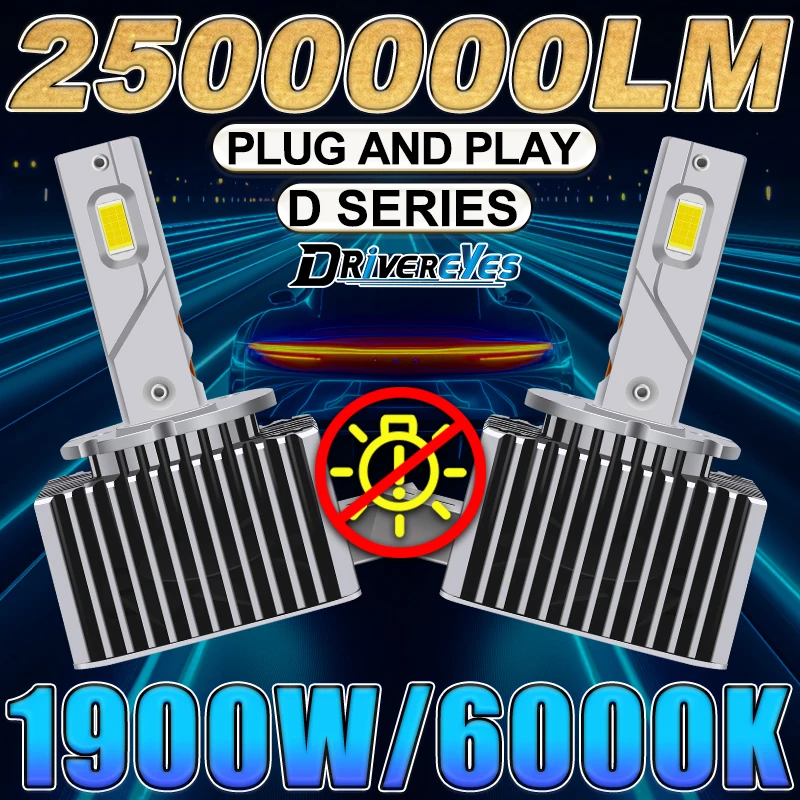 

Dembaliye D1S D4S Led 1900W 6000K Белый Авто Налобный Фонарь D3S Супер Яркая Автомобильная Лампа Серии D2S 2PCS Plug&Play 1:1 12V Беспроводная