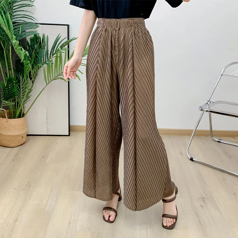 

Pleats Pleated High-waisted Wide-leg Pants Women 2024 New Summer Thin Section Thin Casual Straight Pants Women Clothing