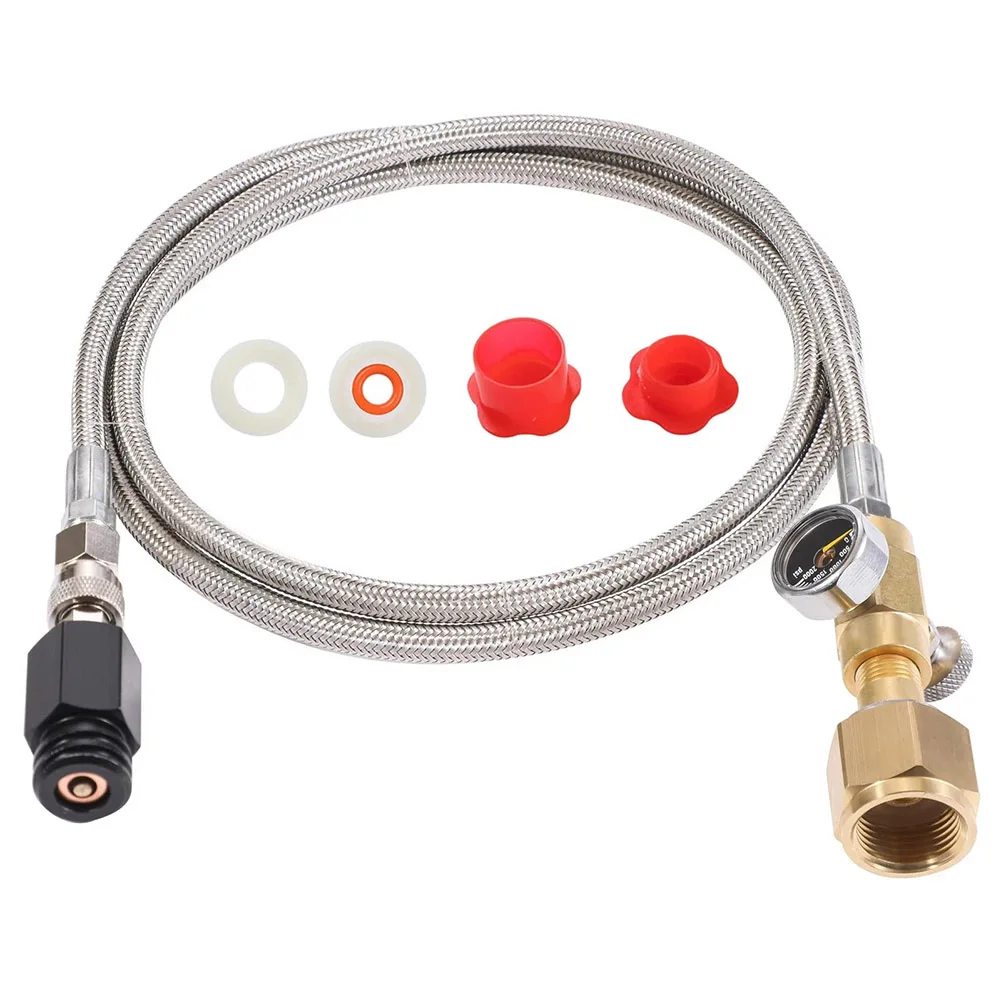 

Direct Adapter with 60 Inch Stainless Steel Hose and Pressure Gauge for Tank Cylinder Forsoda and Similar Machines