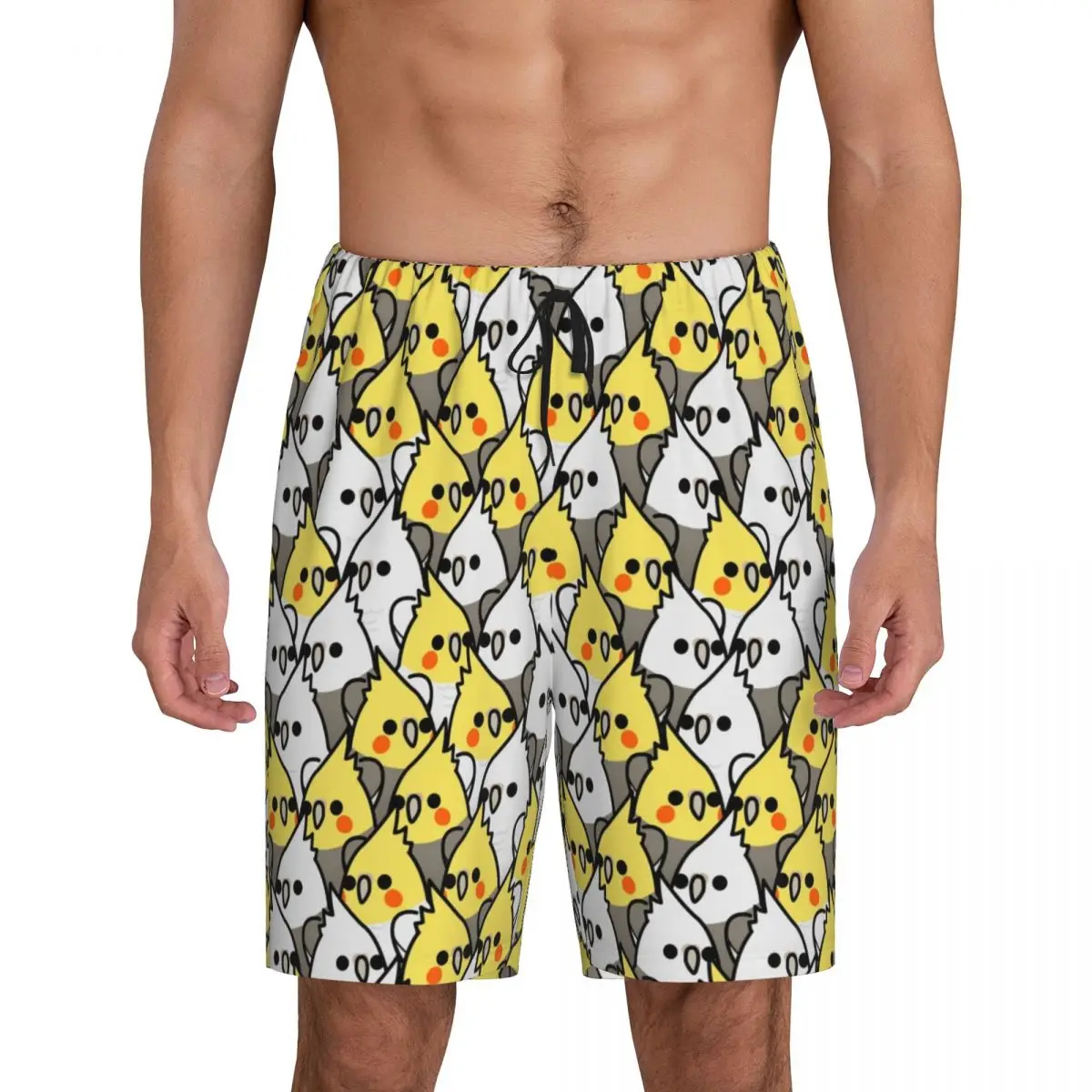 Custom Print Parrot Birds Cockatiel Squad Pajama Shorts Men's Sleepwear Bottoms Sleep Short Pjs with Pockets