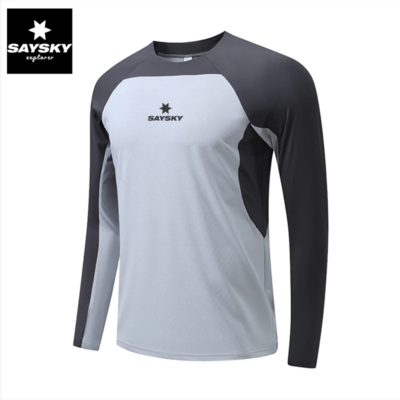 

Мужская футболка Long Sve SAY, повседневная спортивная футболка для бега, марафона, фитнеса, тихой, дышащий цветной дизайн