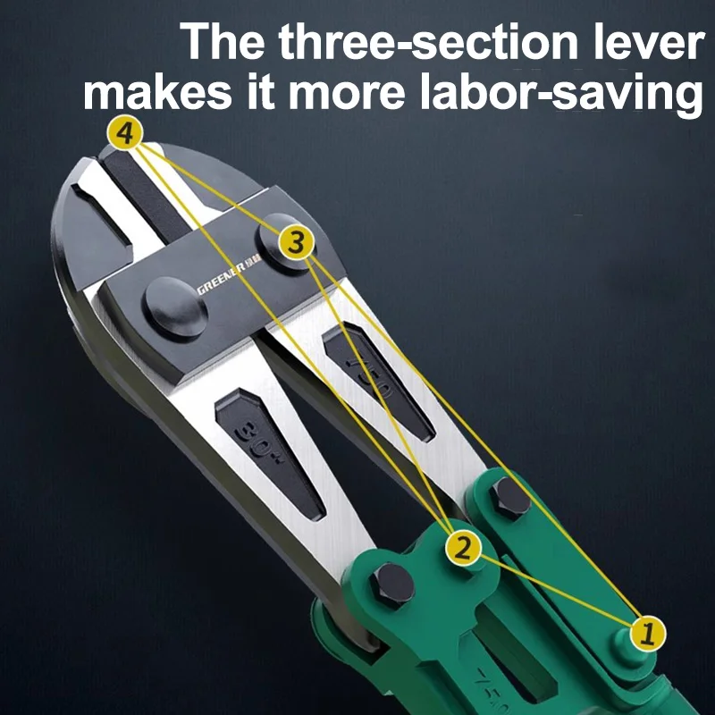 GREENERY Greener lecranon Bolt Cutters Shear Locking Steel Wire Large Pliers Vigorously Destroy Imported Labor-saving Steel Bar