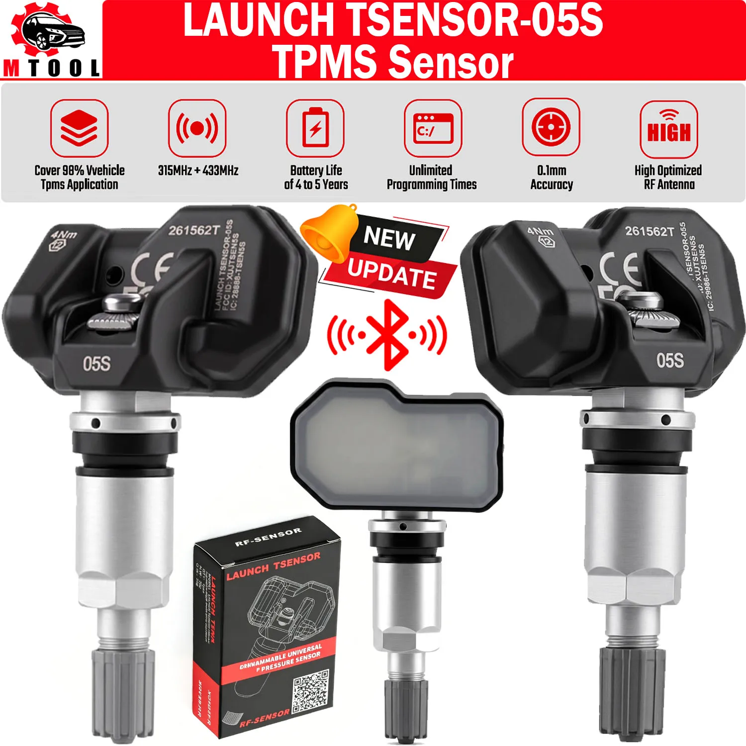 LAUNCH RF Sensor TSENSOR-05S TPMS Sensor Tire Repair Tool Tire Pressure Monitor Tester Programmin for X431 TSGUN i-TPMS CRT5011E