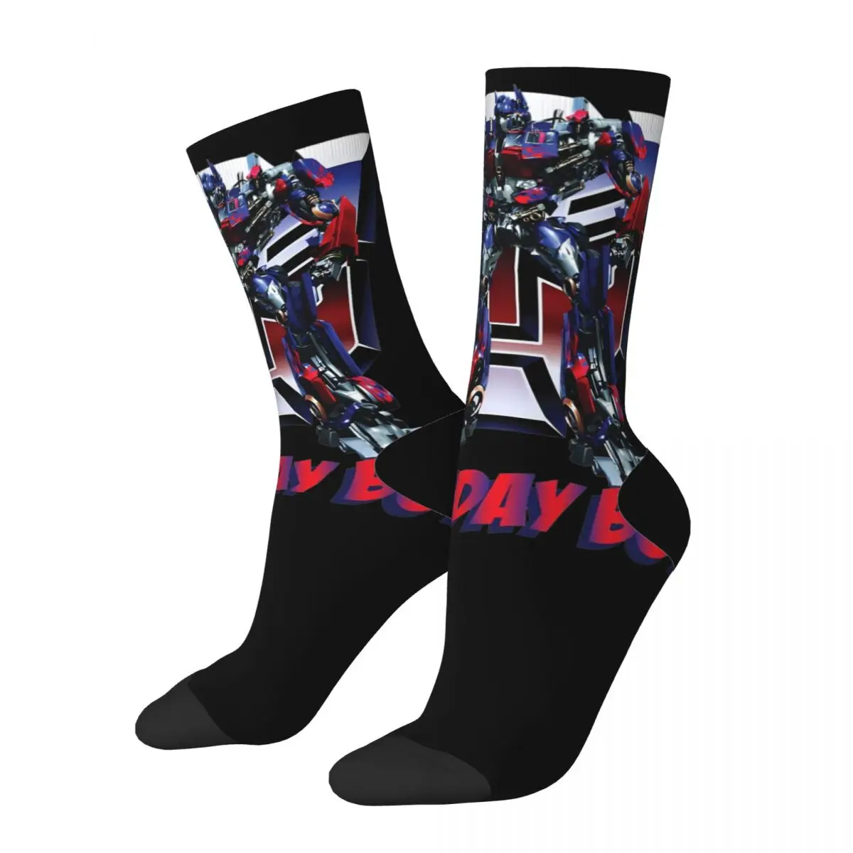 Optimus Prime Transformers Birthday Boy Theme Design Crew Socks Merch for Female Breathable Dress Socks