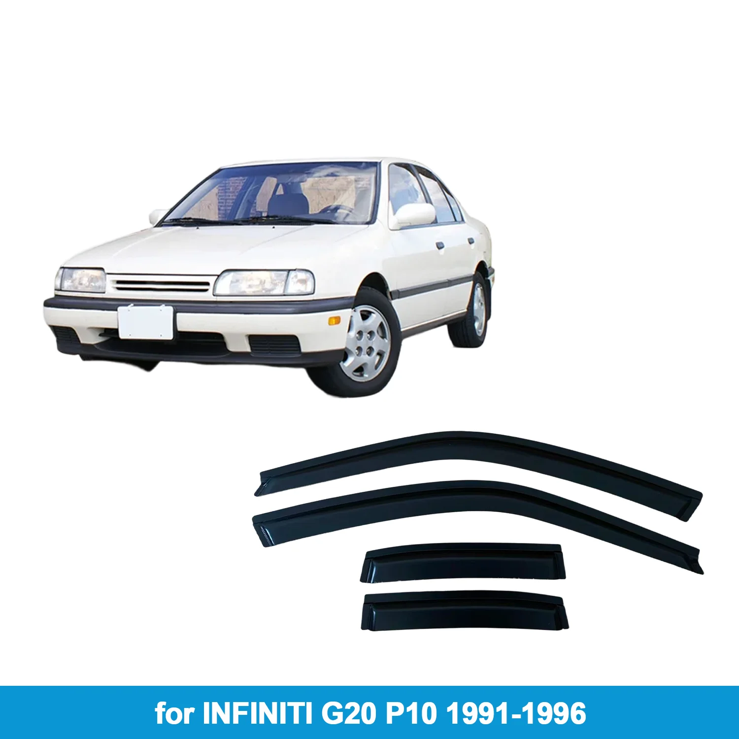 

Window Visor for INFINITI G20 P10 1991-1996 Rain Guard Side Vent Deflector Weathershield Outside-Mount Tape On