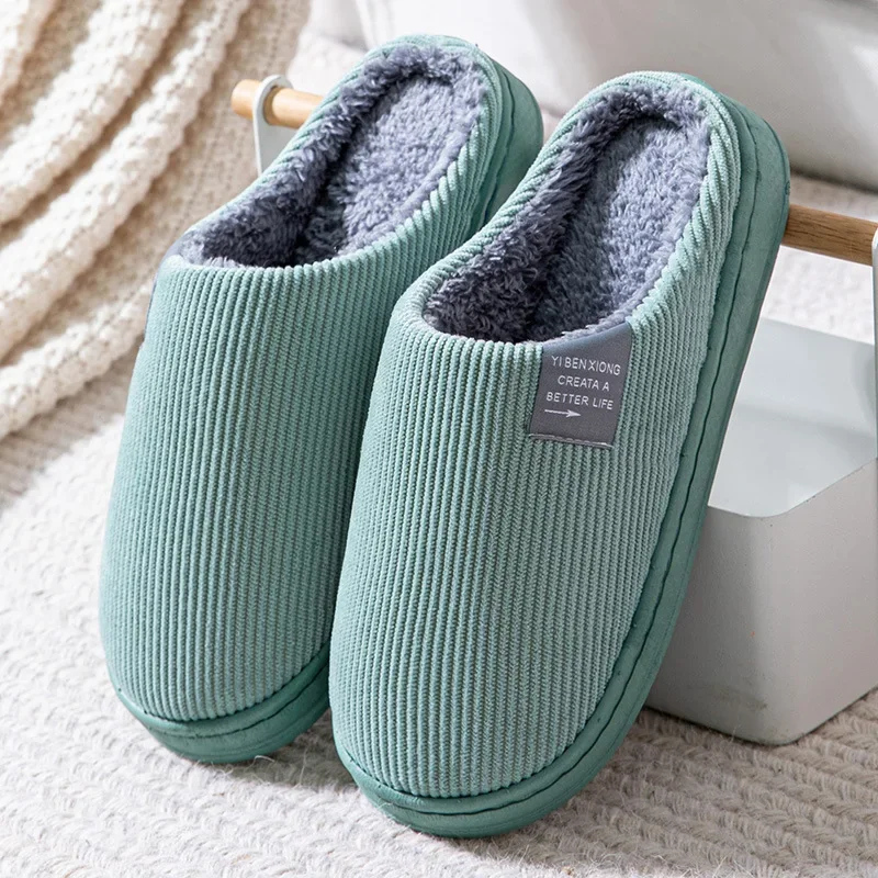 Zapatillas de casa de piel cálida para mujer, chanclas de felpa antideslizantes y cómodas, suela suave de Color sólido, para interior y dormitorio, invierno, 2024