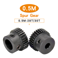 Spur Gear 0.5M-28T/30T Bore Size 4/5/6/6.35/8mm Mini Gear Wheel SC45#Carbon Steel Blackening Teeth Height 5mm Transmission Parts