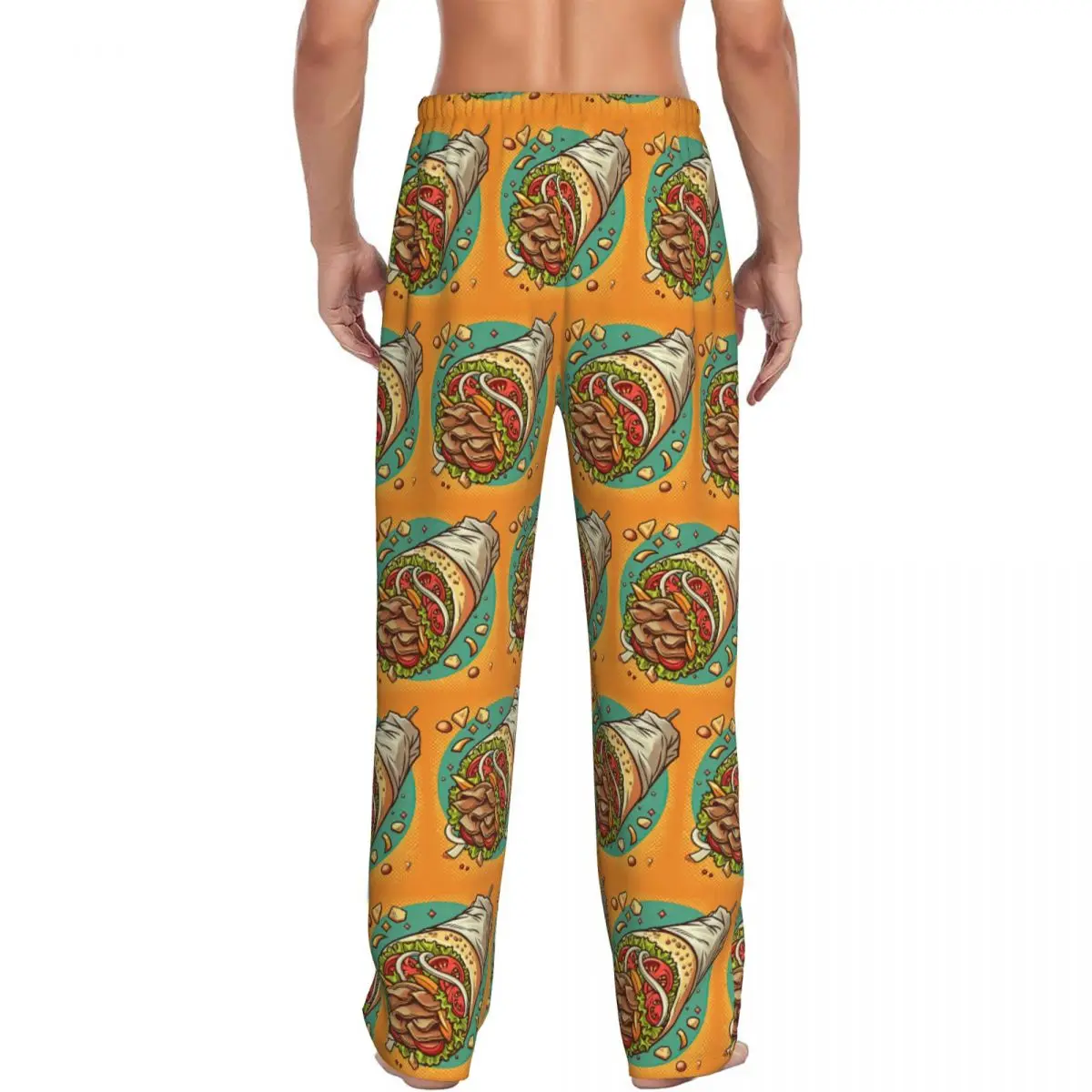 Custom Doner Kebab Pop Art Style Pajama Pants Men Sleepwear Sleep Lounge Bottoms with Pockets
