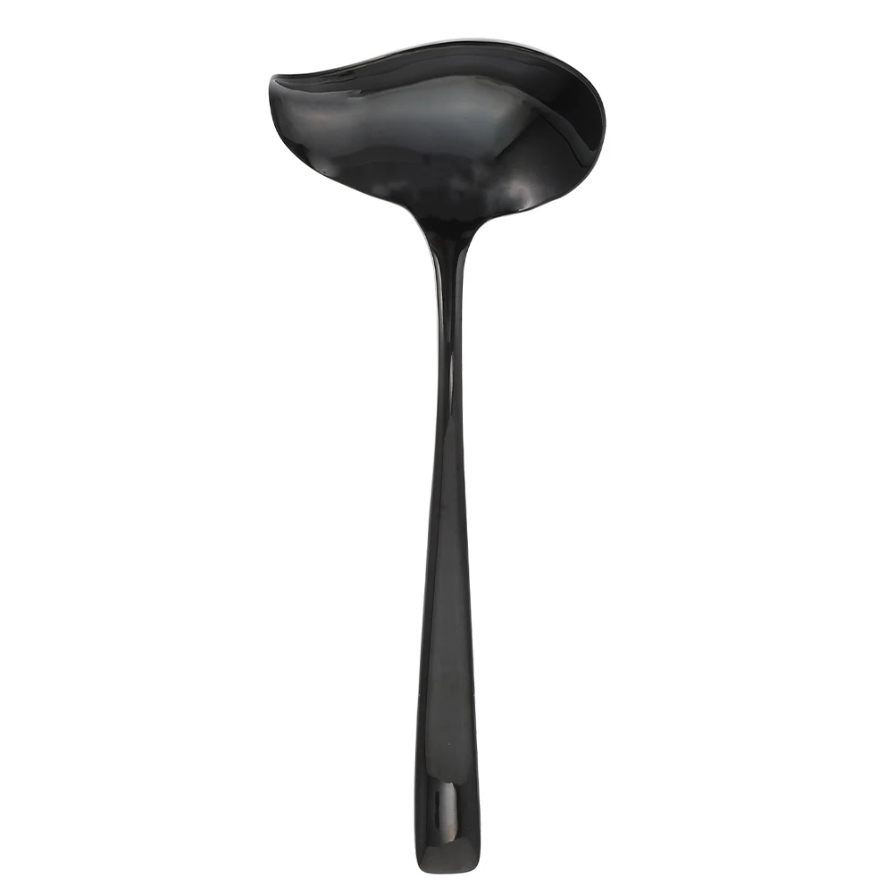 

1pc Duckbill Spoon Gravy Ladle Stainless Steel Soup Kitchen Oil Serving Culinary Sauce Spoon Mini Ladle Black Spoons Metal Soup