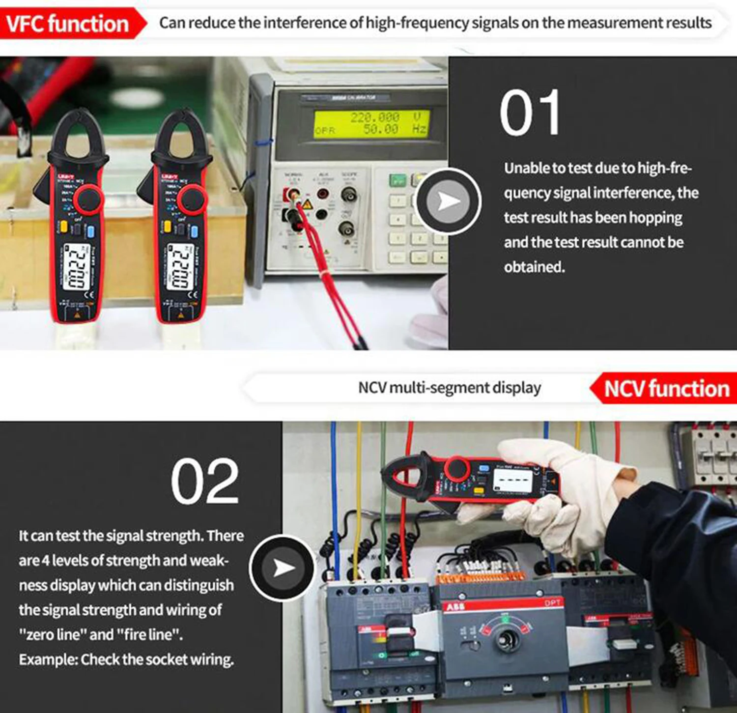 UNI-T UT210D Digital Clamp Meter Multimeter Handheld RMS AC/DC Resistanc With Temperature,Send Two Test Lines.