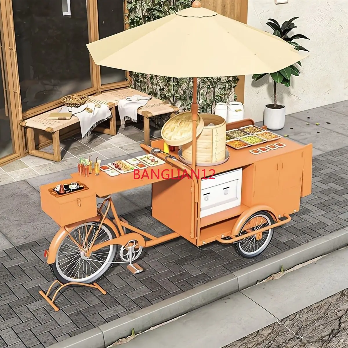 Stall riding three-wheeled dining car upside down, stall mobile tools