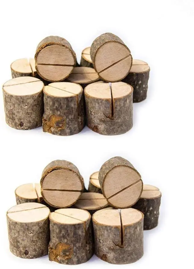 

Rustic Wood Table Number Holders - 20pcs Place Card Holders for Wedding Party Decor