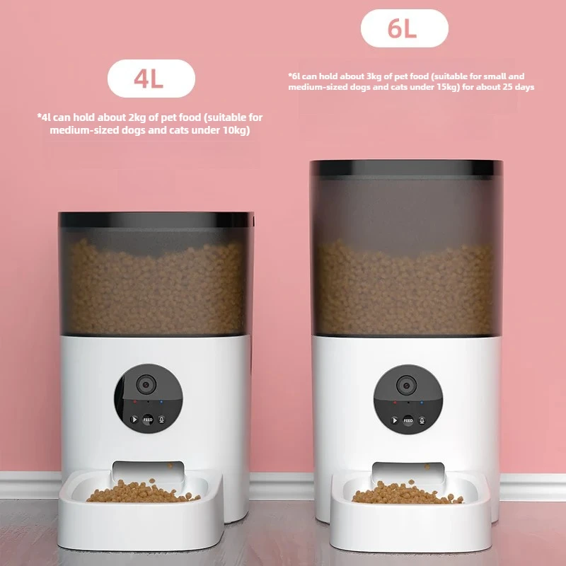 Smart Automatic Pet Feeder with Camera - Timed Dispenser for Cats Dogs 2-in-1 Food Water Bowl, WiFi App Control & Voice Recorder