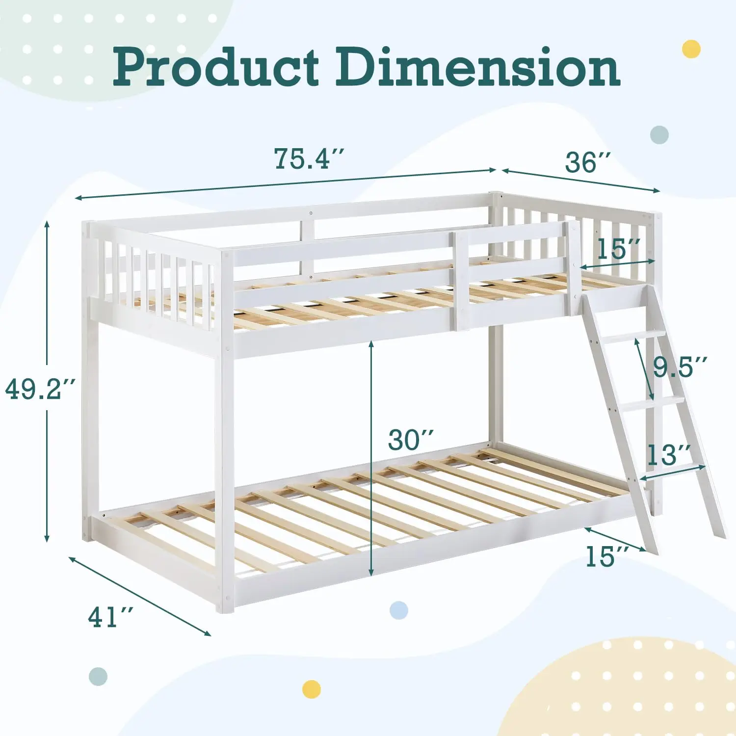 Cedar Wood Twin Size Bunk Bed for Kids 3-15 Years | Ladder, Strong Wooden Slats, Non-Toxic Finishes, High Weight, Customized