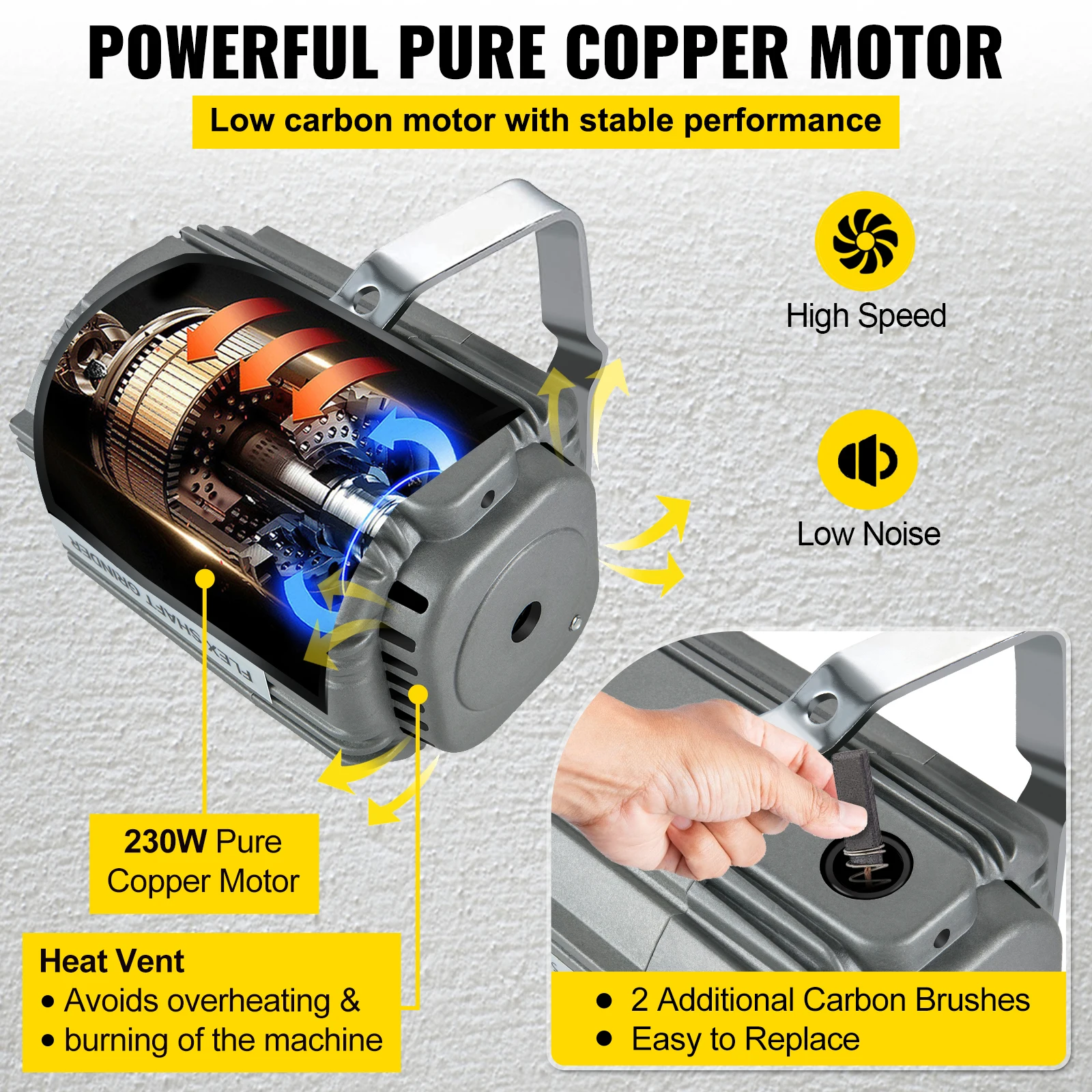 VEVOR 230W Mini S-R Flex Shaft Mill w/ Foot Pedal 4mm Chuck Hanging Flexible Jewelry Polishing Machine Rotary Stone Carving Tool