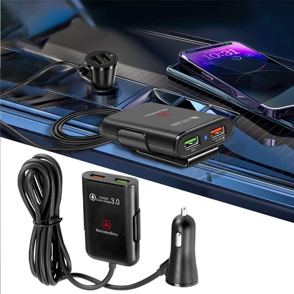 Car Fast Charger USB Type-C Ports Power Adapter Accessories For Mercedes Benz AMG W203 W206 W220 W205 W211 W212 W201 W210 W108