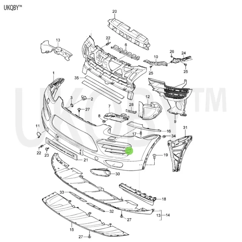 95850510000/958 505 100 00 Applicable to Po rs ch e 15 Ca ye nn e front bumper deflector 95850510000
