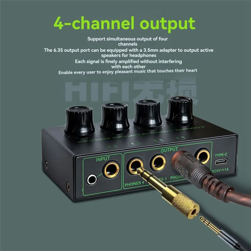REPLA-4 Kanaals Stereo Audio Versterker Met laag geluidsniveau Professionele hoofdtelefoonversterker voor Sound Mixer PC Gitaar