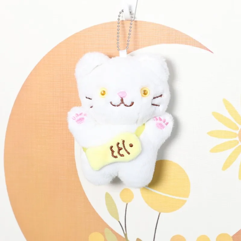 حقيبة ظهر لطيفة على شكل سمكة صغيرة، قلادة دمية من القطيفة على شكل قطة، سلسلة مفاتيح دمية، قلادة حقيبة هريرة