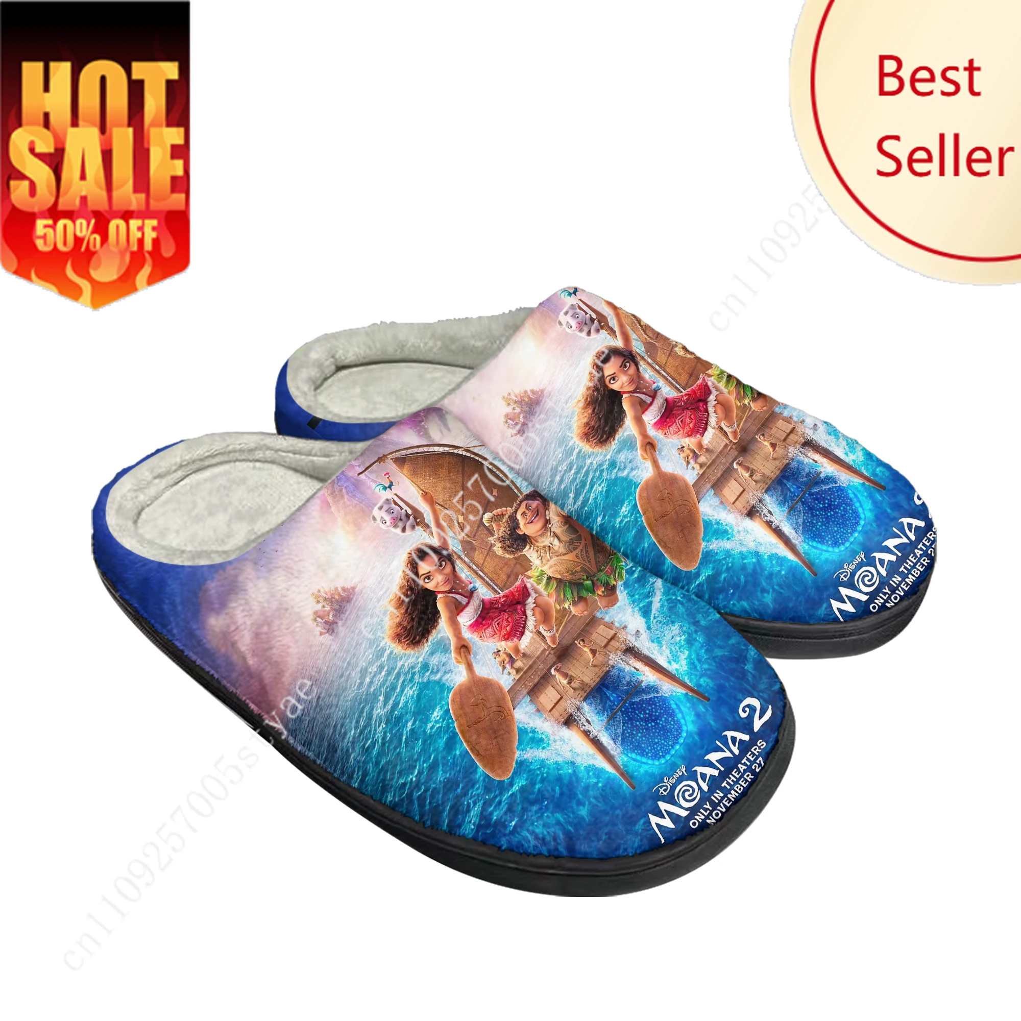 

Moana Cotton Slippers Disney Cartoon Decorate Plush Indoor Moana 2 Shoes Design Your Photo Party Holiday Gifts Custom Shoe