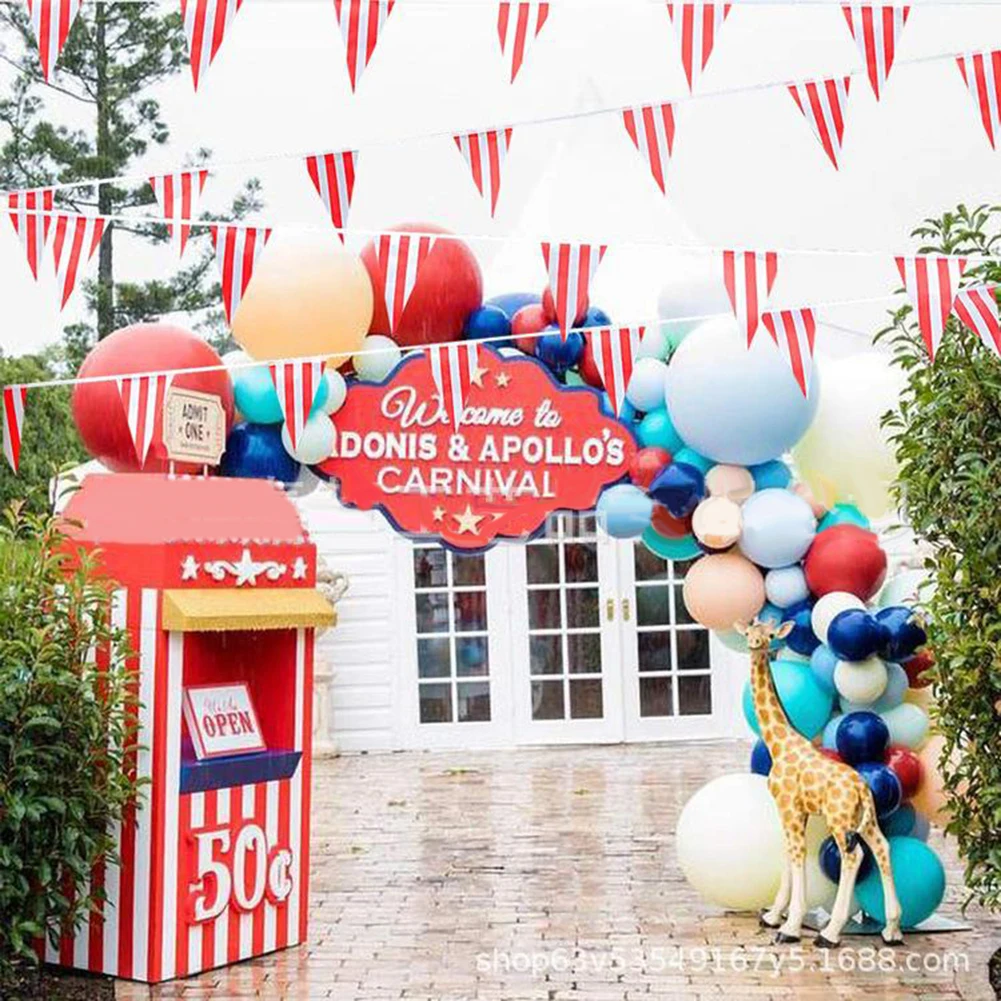 Advertising Hanging Flags Striped Pennant Ban 1 Set Of Flags Red Striped For Your Circus Carnival Themed Party