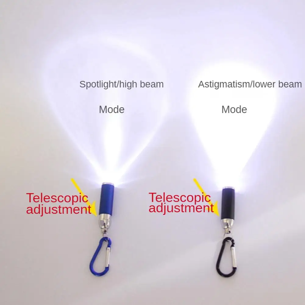 Led Zoom Mini Flashlight Telescopic Strong Light Torch With Keychain Pendant Creative Mountaineering Buckle Gift Dropship