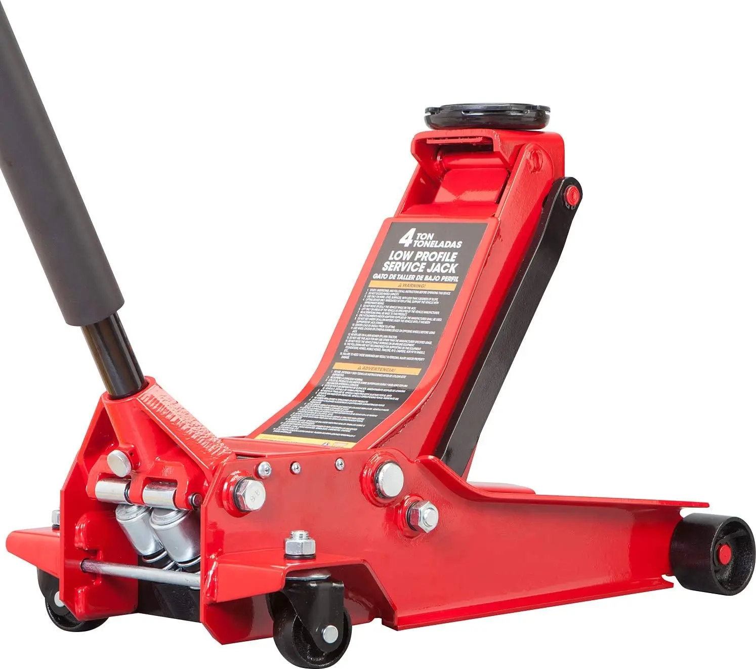 

4 Ton Hydraulic Low Profile Floor Jack with Quick Lift Pump, 8000 lb Capacity, Red
