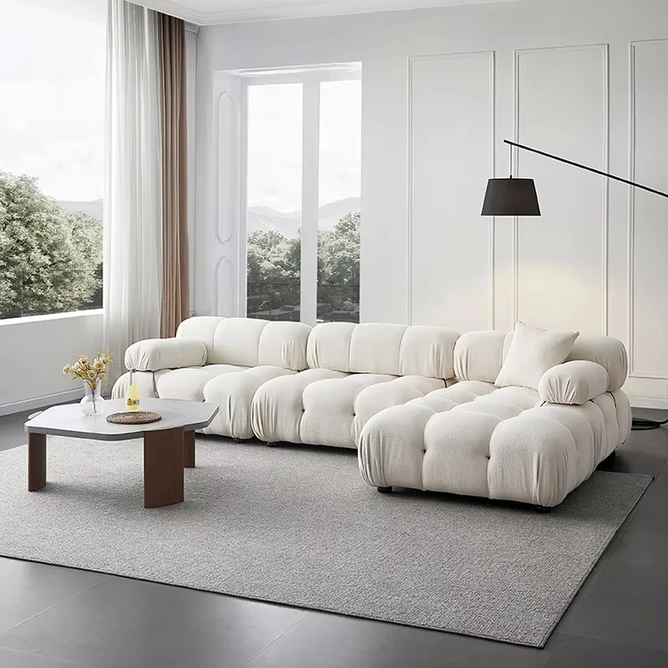 

Wholesale Compression Modern Villa Living Room Modular Sectional Sofa Set L-Shape Wood Legs